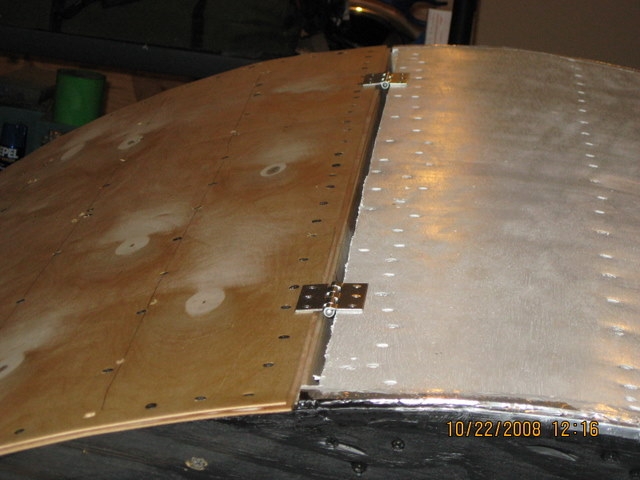 View of temporary hatch hinges