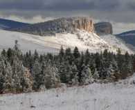 Twin Buttes in snow