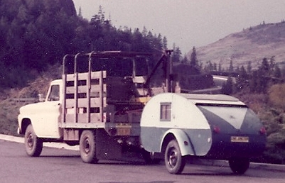 I just found this 1972 photo of our first teardrop trip!