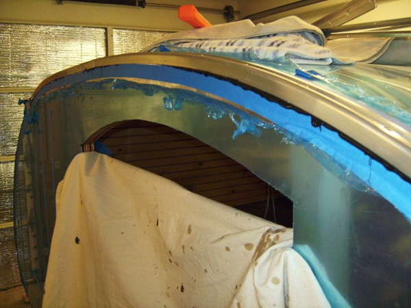 installed roof section of RV edge molding