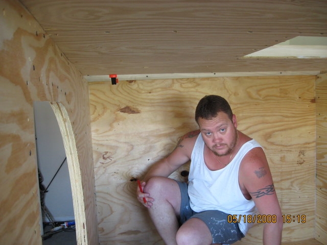 Me getting ready to finish up the inside roof lining 3