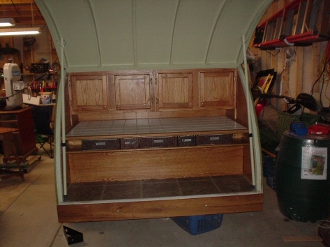 Test bumper and drawers for galley.