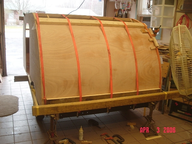 Covering the galley with 1/4" luan plywood.