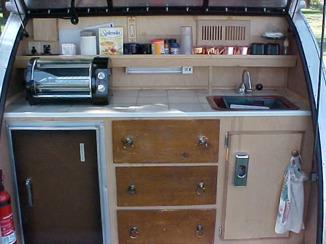galley view/ ice box, sink, toaster oven, etc.