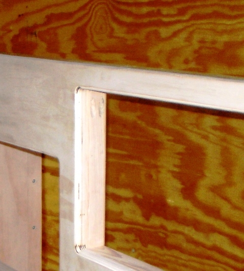 Close-up of routed galley frame to face