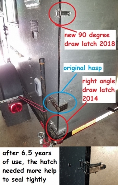 third latch added to hold hatch tight