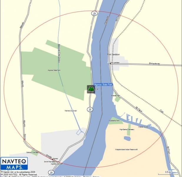 Garmin Map for Algonac -   2 mile radius