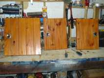 Galley cuboard doors stained