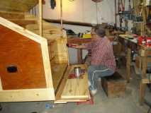 GALLEY GETTING A COAT OF VARNISH