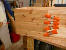 Applying t&g cedar to chest