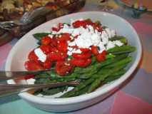 Asparagus with Sauted Tomatoes and Goat Cheese