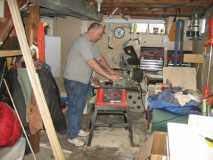 cutting another board in our basement