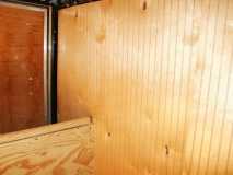 Birch paneling installed in cargo conversion