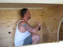 Me getting ready to finish up the inside roof lining