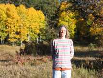 My wife in front of the aspen trees!