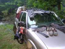 tow vehicle/drying rack