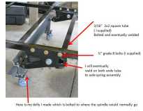 Timbren outside frame view of axle and tube mount