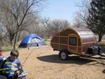 Grandson, their tent, my teardrop Spring 2011