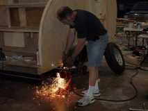 Me cutting with the plasma cutter