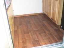 the floor; glueless linoleum that looks just like wood