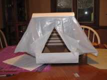 cardboard model with "tent"