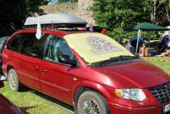 Our car with voyager club flag in Haapsalu