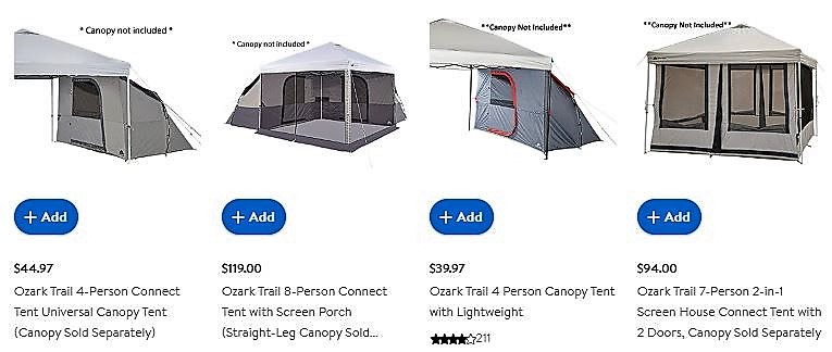 Ozark Trail Connect Tents listed on Walmart website.JPG