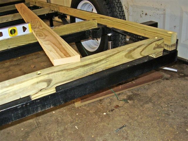 Levelling up frame with subfloor.