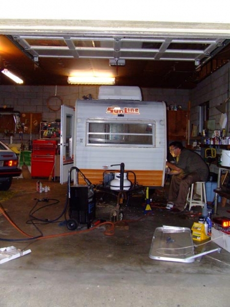 Front view in garage (rock guard is on floor bottom left)