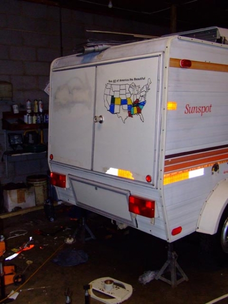 Exterior view from back passenger side corner (getting ready for paint & new stickers)