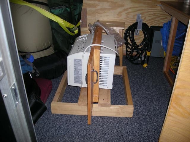 A/C in bodged-up storage frame.