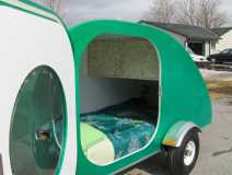 Tadpole Teardrop Trailer for Motorcycles sleeping cabin bootom end