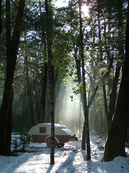 Our '47 Cub/Modernistic parked next to the house