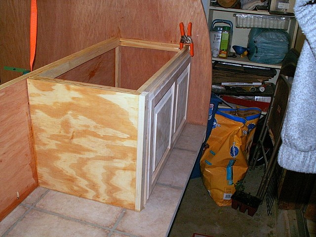 Another view of the cabinets just started