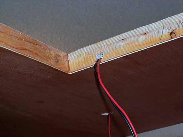 Wiring to Fantastic Vent fan framing. Cabin light wires in background
