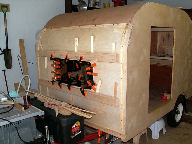 Second layer of ply (birch) is being attached.