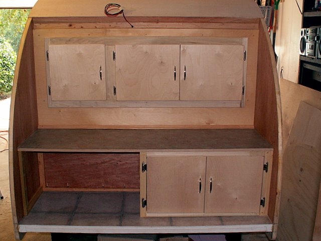 Galley cabinet doors hung