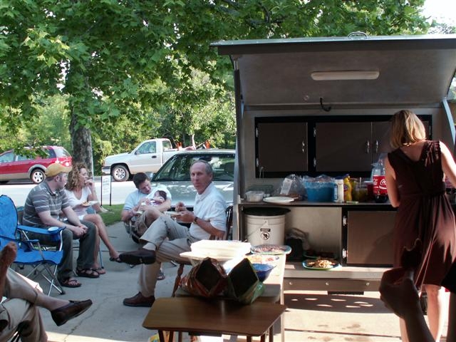 Food and fun in the driveway when the job was done