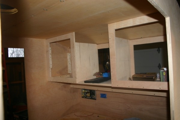 Inside view of inside cabinets under construction