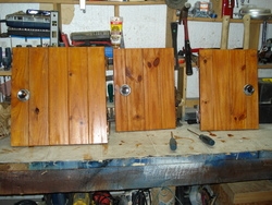 Galley cuboard doors stained