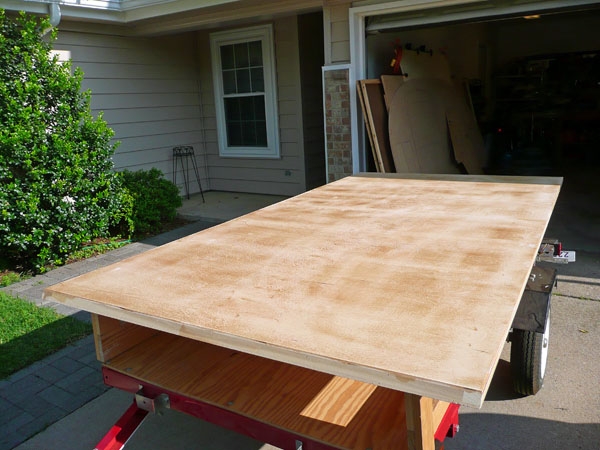 sanding bottom of deck