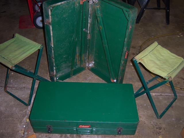 Coleman table and stools