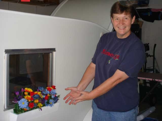 Diane proud of her custom flowerbox