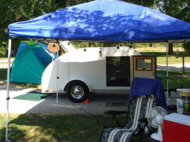 Camp set up complete with party lights