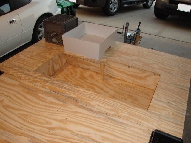 Trailer with "toilet" and shower "installed"
