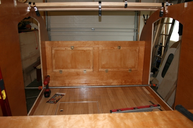 View towards the front of the trailer before galley wall goes in