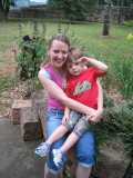 My wife Cinthia and my son Pedro at my father's garden
