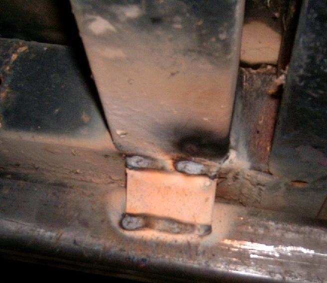 Gussets from new 2x2 tube to frame cross rails