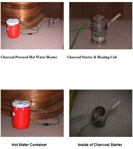 CHARCOAL POWERED HOT WATER HEATER