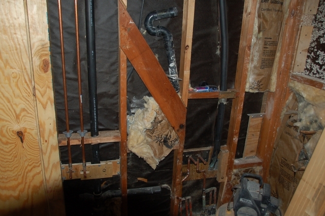 new and relocated vanity plumbing